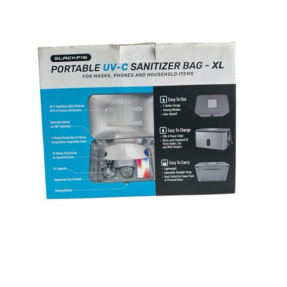 Black Fin Portable UV Sanitizer Bag XL 11L UV Light Sterilizer Masks Phones - Picture 4 of 16
